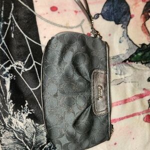 Coach Metallic Gray Wristlet Clutch